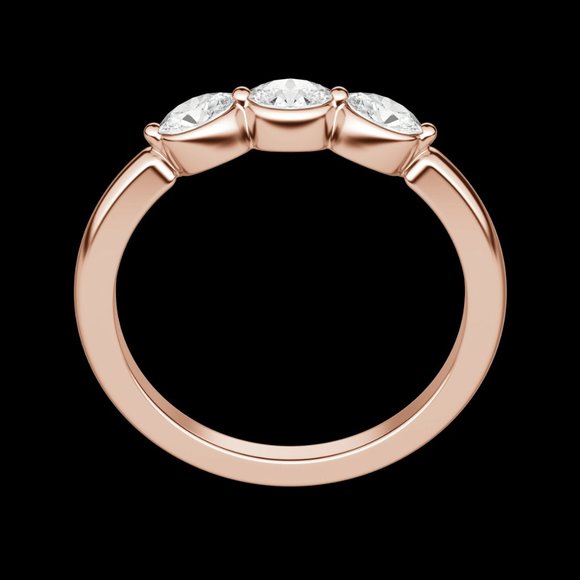 Three Stone Oval Anniversary Band - Picture 5 of 8